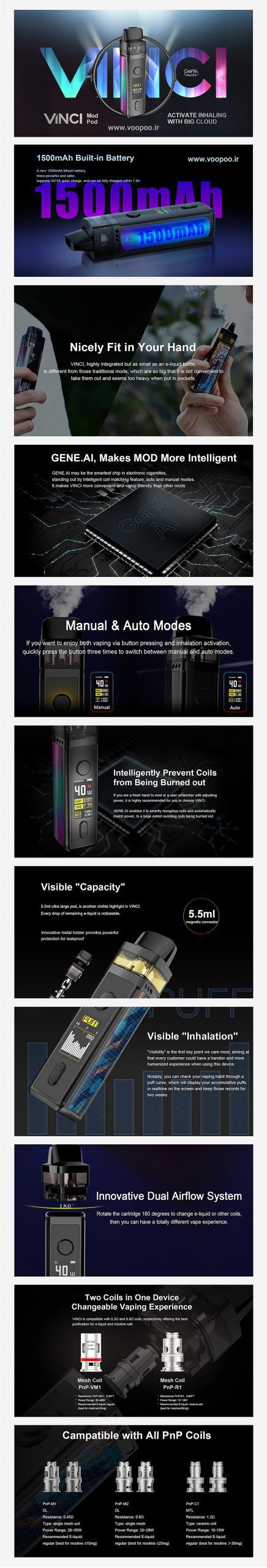 ویپ پاد ووپوو وینچی دست دوم | Voopoo Vinci Stock VOOPOO VINCI Mod Pod VW Kit scaled