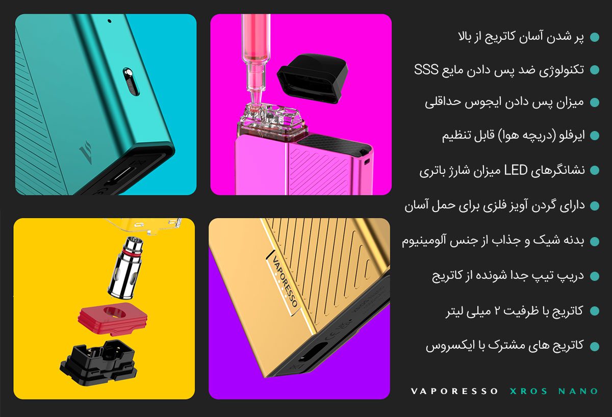 پادسیستم ایکسروس نانو Vaporesso Xros Nano Vaporesso Xros Nano Contents4