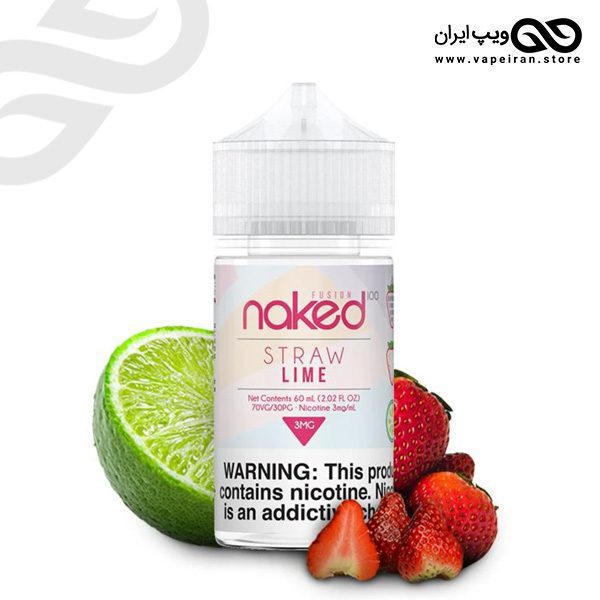 nkd100-strawlime-eliquid جویس توتفرنگی و لیمو NKD100 Strawlime - Image 1