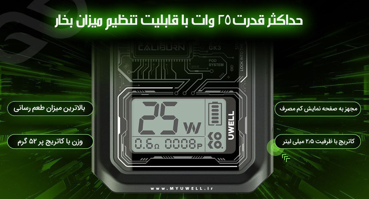 پاد کالیبرن جی کی 3 یوول UWell Caliburn GK3 پادسیستم Caliburn GK3